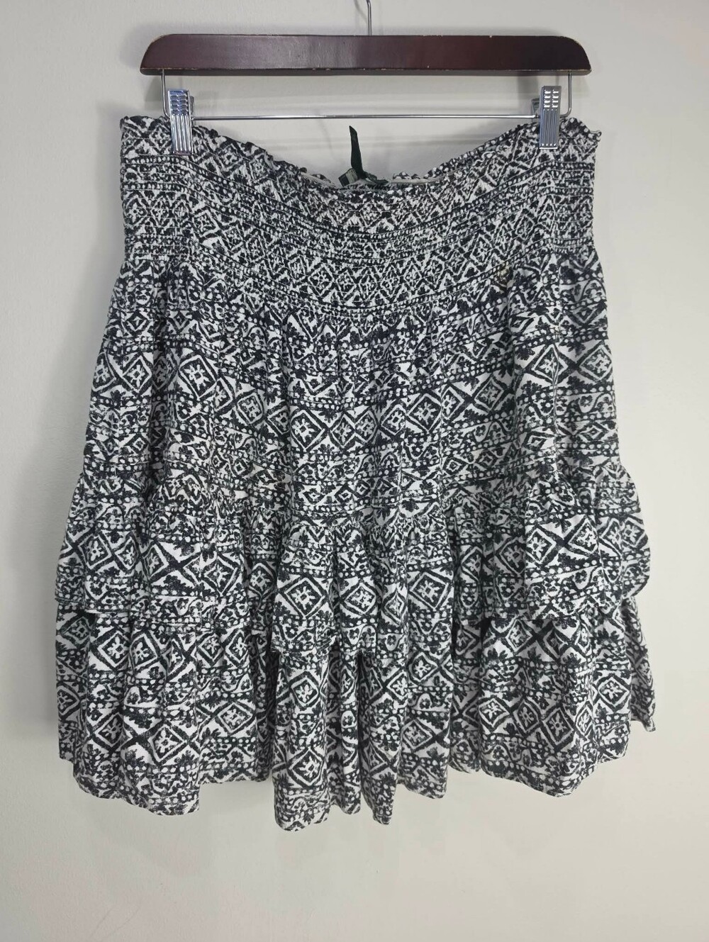 Lauren Ralph Lauren Black & White Geometric Tiered Skirt